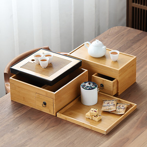 Japanese Style Multi Functional <b>Tea</b> Storage Box With Dry Brewing Tray Portable Kung Fu <b>Tea</b> <b>Set</b> For Household Afternoon <b>Tea</b> - Product Image 3