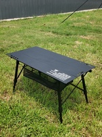 Table de camping pliable portable en alliage d'aluminium à hauteur réglable, 3 pièces, durable, avec sac de rangement et poche en filet