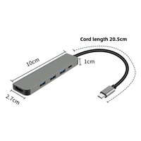 5 in 1 Type C Hub Splitter USB 3.0 Adapter Laptop Kompatibel Pembaca Kartu USB TF SD Bahan ABS Docking Station Stok Tersedia