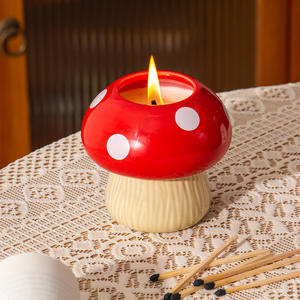 Porte-bougie en céramique rond vide pour bougie en forme de champignon, décoration d'intérieur, cadeau DF2652 - Product Image 4