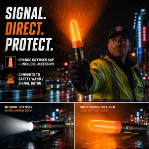Lampe <span class=keywords><strong>de</strong></span> poche <span class=keywords><strong>de</strong></span> sécurité multifonctionnelle 10W avec batterie 18650 et diffuseur orange pour la <span class=keywords><strong>randonnée</strong></span>, balise d'avertissement, torche d'alarme - Product Image 4