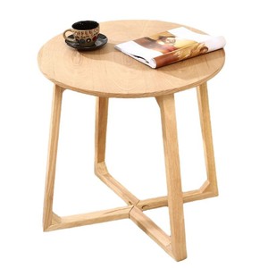 Mesa de centro redonda de madera maciza con estante de almacenamiento para uso en dormitorio o balcón de personas mayores - Product Image 5