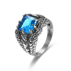 Anillo de Dedo de Acero Inoxidable 316L al por Mayor de Fábrica para Hombre, Anillo Gótico con Piedra Azul, Negra y Roja, Anillo Vintage con Garra de Dragón Vikingo - Product Image 4