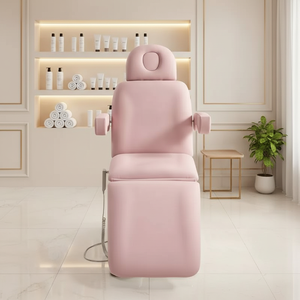 Table de <span class=keywords><strong>massage</strong></span> de spa moderne en cuir PU blanc, best-seller, équipement de salon électrique à 3 moteurs avec éponge haute densité, lit pour les cils - Product Image 2