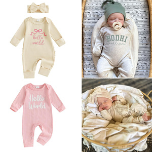 Romper kancing bayi katun organik kosong pakaian Romper kosong bayi tumbuh keseluruhan - Product Image 3