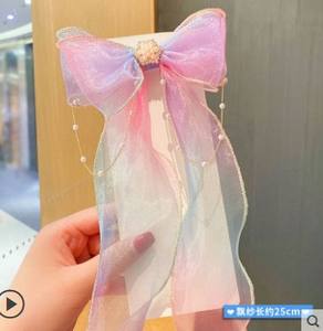 Clochette à <span class=keywords><strong>cheveux</strong></span> pour enfants, 1 pièce, nœud en forme de fleurs, ruban pour <span class=keywords><strong>cheveux</strong></span> tressés, <span class=keywords><strong>avec</strong></span> pompon, vente en gros - Product Image 4