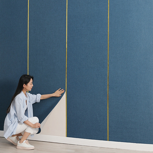 Pannelli da parete in tessuto di lino acustico eco-friendly autoadesivi fonoassorbenti pannelli in schiuma per Home Theater facile installazione fai da te - Product Image 1