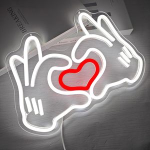 Heart Hands Letreros Neon LED indoor hanging ambient light shop <b>sign</b> wall decoration light entrance indicator light Customized - Product Image 6