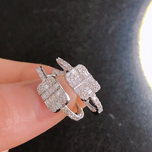 Pendientes de aro con forma de diamante para mujer, joyería de moda, 2023 quilates VS Diamante, delicada, Huggie, venta al por mayor - Product Image 4