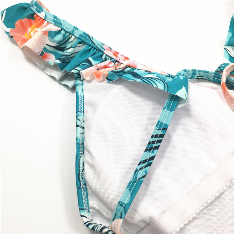 2021 Sexy plant printed one-piece swimsuit backless swimsuit beach wear hot sale swimwear V-neck