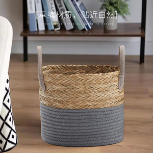 Maceta de Mimbre Tejida con Algas Marinas Naturales, Cubierta para Macetas, Plegable, Cesta de Almacenamiento para Cocina, Interior y Exterior - Product Image 4