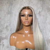 Peluca de Cabello Humano Liso de Lujo de 32 Pulgadas de Largo, Color Gris, Densidad 200, con Encaje Transparente 13x4 y 5x5, con Pelo de Bebé