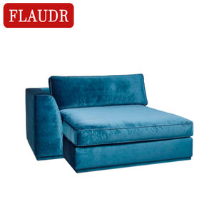 Superficie de tela de <span class=keywords><strong>terciopelo</strong></span> <span class=keywords><strong>azul</strong></span> informal Europea Premium exquisita moderna y patas de madera <span class=keywords><strong>chaise</strong></span> <span class=keywords><strong>longue</strong></span> doméstico - Product Image 1