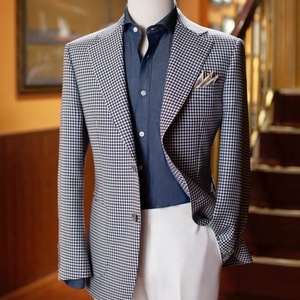 Abiti su Misura, Fornitura Diretta dalla Fabbrica, Logo e Ricamo Personalizzati, Abito <span class=keywords><strong>in</strong></span> Tessuto 100% Lana Pied-de-Poule per <span class=keywords><strong>Uomo</strong></span> - Product Image 3