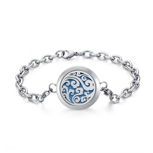 Fashion Design <b>Adjustable</b> Stainless Steel Locket Aroma Perfume Essential Oil Aromatherapy Unisex Jewelry <b>Bracelet</b> - Product Image 1