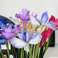 2 têtes d'iris artificiels en soie pour décoration de mariage, arrangement floral pour la maison, fleurs artificielles pour hôtel, composition florale douce, photographie de mariage