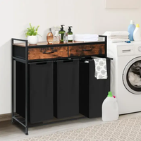 Panier à linge sale personnalisé d'usine rangement de vêtements panier à linge portable autonome panier à linge à deux sections avec étagère