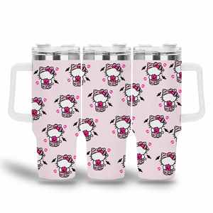 بسعر رخيص من المصنع مخصص Kt فيلم كرتون قط من الفولاذ المقاوم للصدأ 40 أونصة مج سيارة مع مقبض - Product Image 4