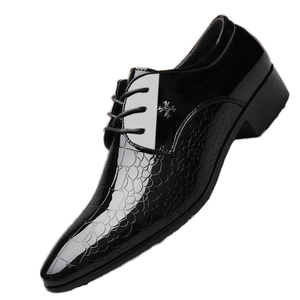 Nouvelles chaussures habillées pour hommes en cuir véritable à lacets, bout pointu, plates, respirantes, pour affaires et mariage - Product Image 1