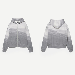 KingSen OEM Print Breathable Interlock Zip-Up Hoodie 2 Way Zip Up Heavy Weight Y2K Streetwear Hoodies <b>for</b> men and women - Product Image 5