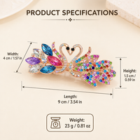 Barrette à cheveux cygne en strass faite à la main, pince à ressort en acétate, accessoire floral élégant pour le bal de promo et le quotidien