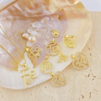 Pendentifs et breloques Kadi en laiton plaqué or 18 carats avec zircon, motif cœur, soleil et lettre FE, pour la fabrication de bijoux pour femmes