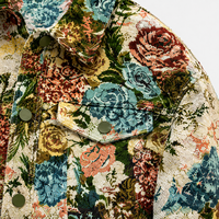 Veste en jacquard floral vintage pour homme, coupe ample, boutonnée, style décontracté, avec poches