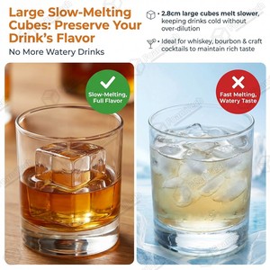 Molde de Hielo Cuadrado Grande de Silicona de Grado Alimenticio de Derretimiento Lento con Tapa Apilable para Whisky, Cócteles y Bar en Casa - Product Image 4