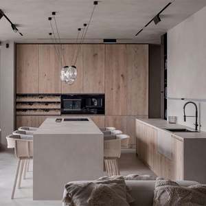 Armoires de cuisine en bois massif de style moderne, glissières de tiroir, utilisation en villa, haute qualité, personnalisées, marque SHUIDAO, garantie 5 ans, vente en gros - Product Image 1