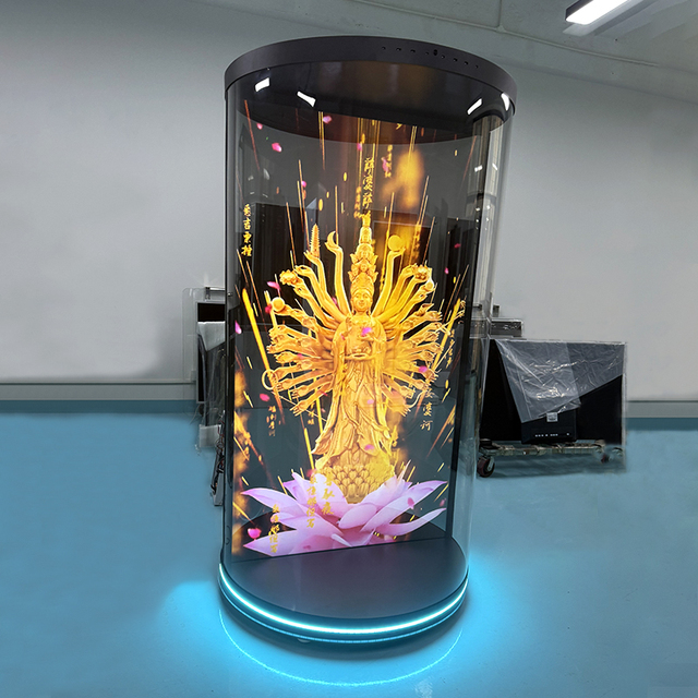 3D Hologram Cylinder Transparent Screen Interactive Holograms HoloTube Hologram Splicing Cylindrical Cabinet Innovative