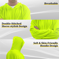 Vente en gros de hauts d'entraînement à manches longues à capuche en tissu maille respirante multicolore UPF 25 avec protection solaire et poignets en maille athlétique