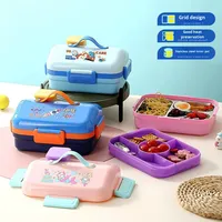 Boîte à lunch bento pour enfants, étanche, 5 compartiments, qualité alimentaire, sans BPA, compatible micro-ondes, conteneur portable pour l'école, les pique-niques des enfants