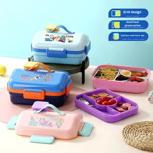 Niedliche Bunte Kinder-Mikrowellen-Bento-Box Tragbarer Fach-Lunchbehälter mit PP-Deckel zur Aufbewahrung von Warmen Speisen - Product Image 2