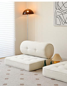 Canapé-lit modulaire crème, forme carrée, capitonné, pliable, housse amovible lavable, rembourrage en mousse, design en forme de L, pour enfants et adultes - Product Image 5