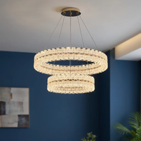 Lustre suspendu rond doré de luxe moderne, luminaire créatif haut de gamme pour villa, hall d'hôtel, lustre LED multi-têtes, luminaire suspendu pour escalier