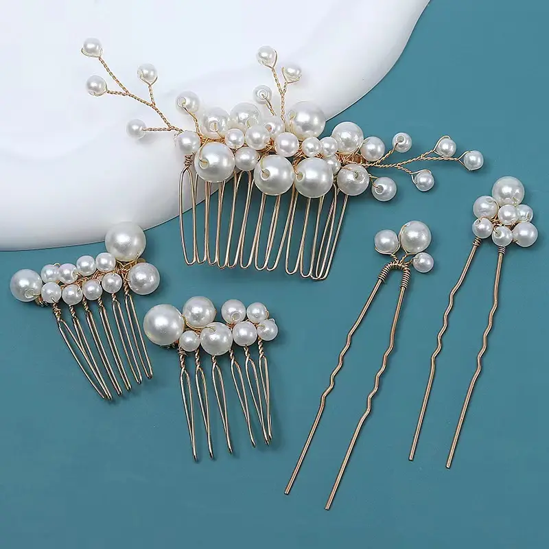 Peignes à cheveux de mariage nuptiale perle épingles à cheveux Clips casque Vintage accessoires de cheveux bijoux avec perles pour mariées demoiselles d'honneur