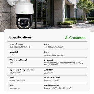 Caméra <span class=keywords><strong>IP</strong></span> de sécurité extérieure PTZ GX-PM3X25D-M8S Gcraftsman, compatible ON-VIF HTTP FTP RTSP, fonctionnant avec les enregistreurs NVR HIK, Da-hua, <span class=keywords><strong>Unv</strong></span>, TVT, Tiandy. - Product Image 2
