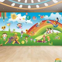 Papier Peint Mural 3D pour Chambre d'Enfants Garçons, Décoration Murale Autocollante Manga pour Salon et École