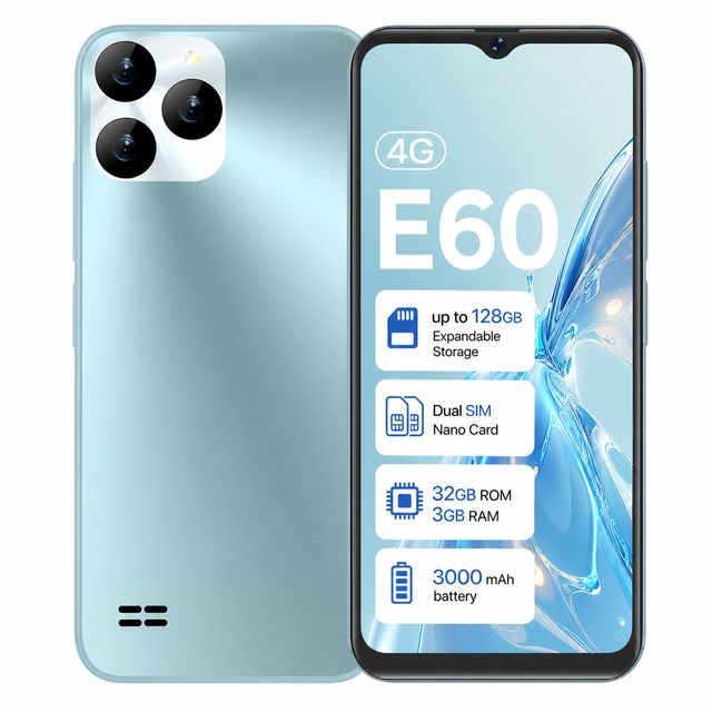 E60 6.5 Inch Screen 5MP Camera 4G Androids Phones Customizable Téléphones Portables Cheap Phone