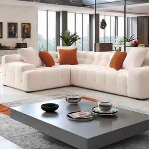 Canapé modulaire d'angle en tissu blanc en forme de L, compressé sous vide, en <span class=keywords><strong>mousse</strong></span> éponge type bloc de tofu, pour appartement, centre commercial et salon - Product Image 1