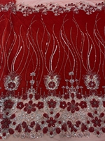 Nouveau Tissu de Luxe Émirats Arabes Unis en Dentelle de Perles, Tulle Brodé et Paillettes pour Robe de Mariée Émirats Arabes Unis