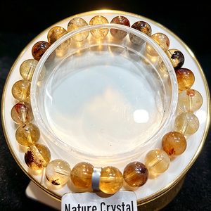 Bracelet en <span class=keywords><strong>Quartz</strong></span> Fantôme Jaune Haute Clarté, Cristal Fantôme Jaune Naturel avec Inclusion de <span class=keywords><strong>Chlorite</strong></span>, Bracelet Perlé Extensible - Product Image 2