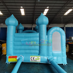 Château gonflable commercial pour enfants, avec toboggan, bleu, pour fêtes en plein air - Product Image 3