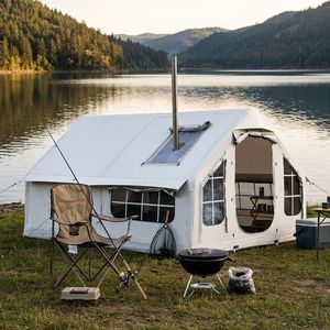 Grande tente de glamping rectangulaire gonflable avec cheminée, imperméable et coupe-vent, pour le <span class=keywords><strong>camping</strong></span> d'hiver en extérieur - Product Image 4