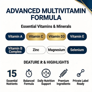 Cápsulas Multivitamínicas OEM ODM GMP Halal, 60 Unidades, 15 Vitaminas y Minerales Esenciales con Complejo B - Product Image 2