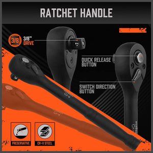 Bộ cờ lê impact chuyên nghiệp 50 món, đầu nối 3/8 inch, bao gồm hộp đựng, cờ lê ratchet, thanh nối dài và khớp nối đa năng - Product Image 2