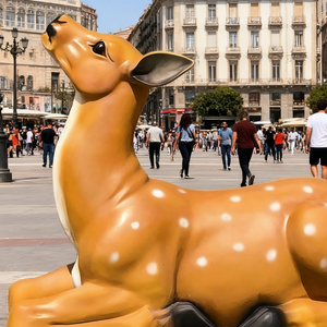 Lifesize Sika <span class=keywords><strong>Deer</strong></span> Sculpture Set Handgemachte realistische benutzer definierte Farbe Finish moderne Edelstahl wetter beständige Garten Patio - Product Image 4