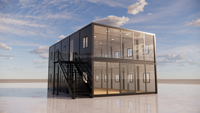 Deux étages de 40 pieds de bureau conteneur anti-ouragan préfabriqué modulaire petite cabine complète salle de conteneur