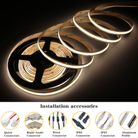 Bande lumineuse LED 24V COB 90RA+ CE, RoHS, haute densité, flexible, 320 480 LED, rouleau de 10m 5m, éclairage uniforme, sans points sombres