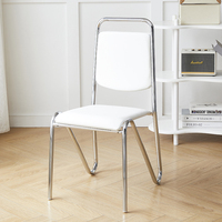 Chaise de bureau exécutive moderne en cuir PU, design confortable, empilable, structure métallique, pour la maison, le restaurant, la chambre, l'hôtel